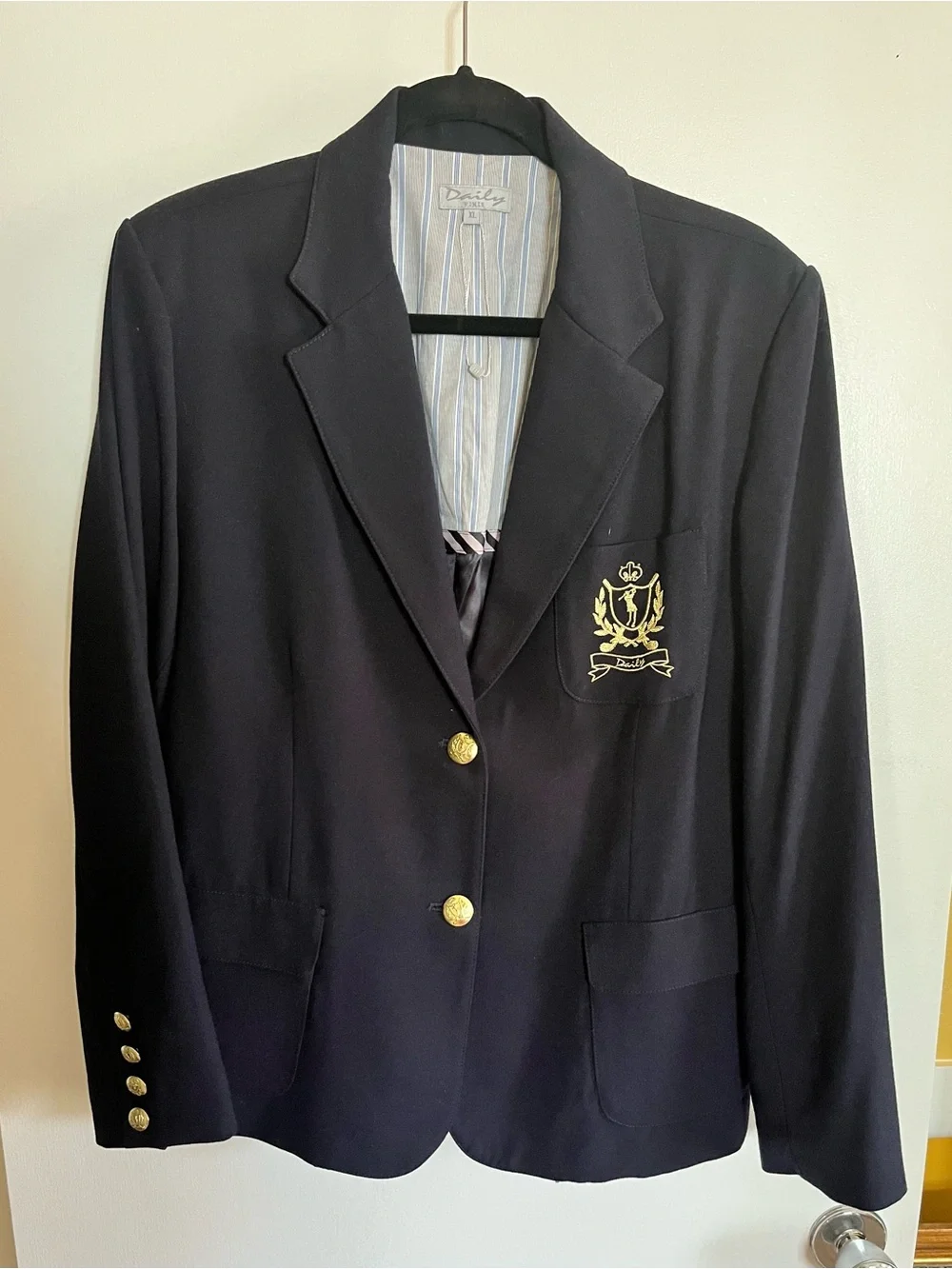 Daily Sports Navy Blazer with Gold Crest - Picture 1 of 7